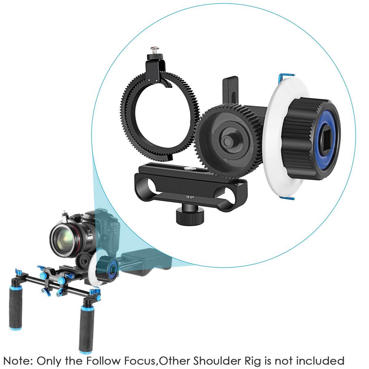 Follow Focus With Gear Ring Belt For Canon Nikon Sony And Other DSLR Camera Camcorder DV Video Fits 15mm Rod Film Making System,Shoulder Support,Stabilizer,Movie Rig(Blue+Black)