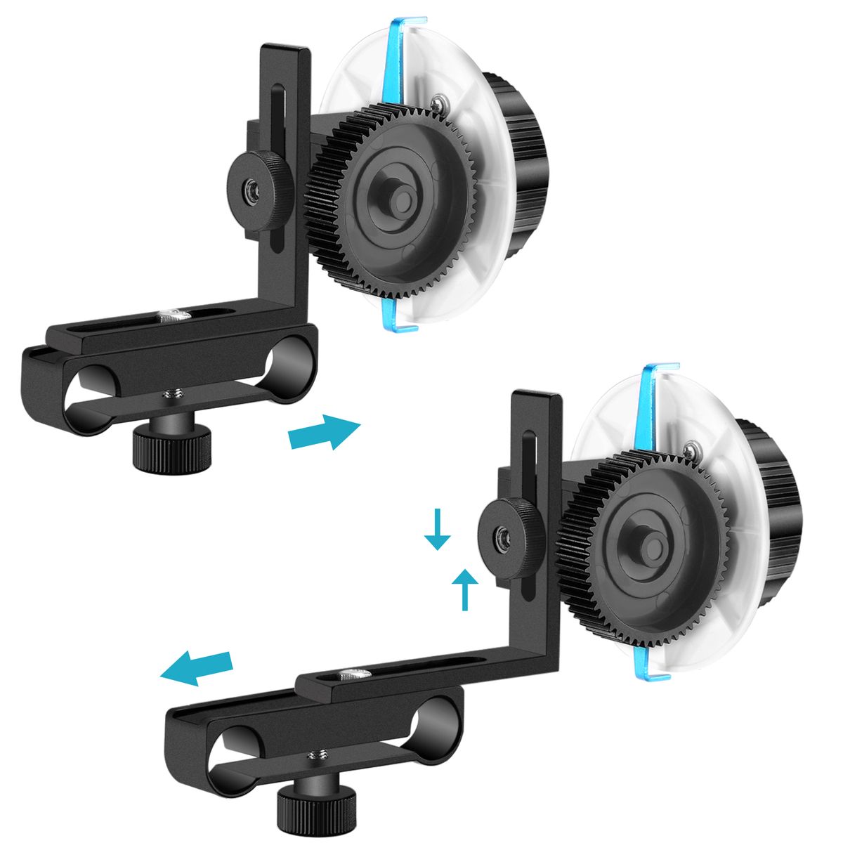 Follow Focus With Gear Ring Belt For Canon Nikon Sony And Other DSLR Camera Camcorder DV Video Fits 15mm Rod Film Making System,Shoulder Support,Stabilizer,Movie Rig(Blue+Black)