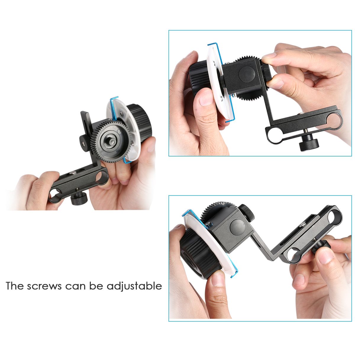Follow Focus With Gear Ring Belt For Canon Nikon Sony And Other DSLR Camera Camcorder DV Video Fits 15mm Rod Film Making System,Shoulder Support,Stabilizer,Movie Rig(Blue+Black)