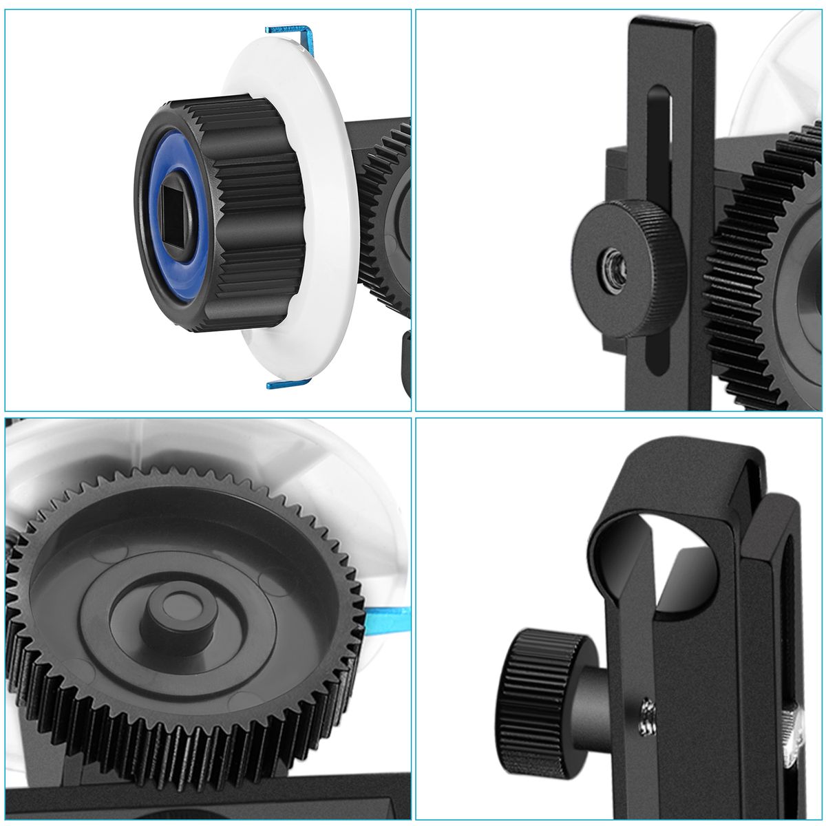 Follow Focus With Gear Ring Belt For Canon Nikon Sony And Other DSLR Camera Camcorder DV Video Fits 15mm Rod Film Making System,Shoulder Support,Stabilizer,Movie Rig(Blue+Black)