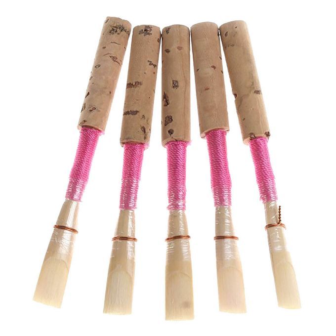 5pcs Oboe Reeds Reed Pink Strength Medium Sofe W/ Box Tube Case For