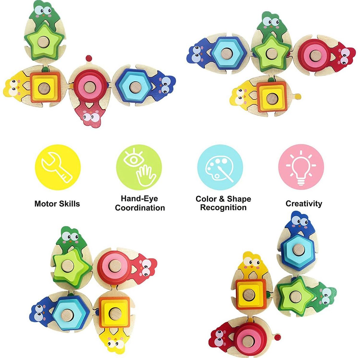 Wooden Sorting & Stacking Toys for Girls Boys Preschool