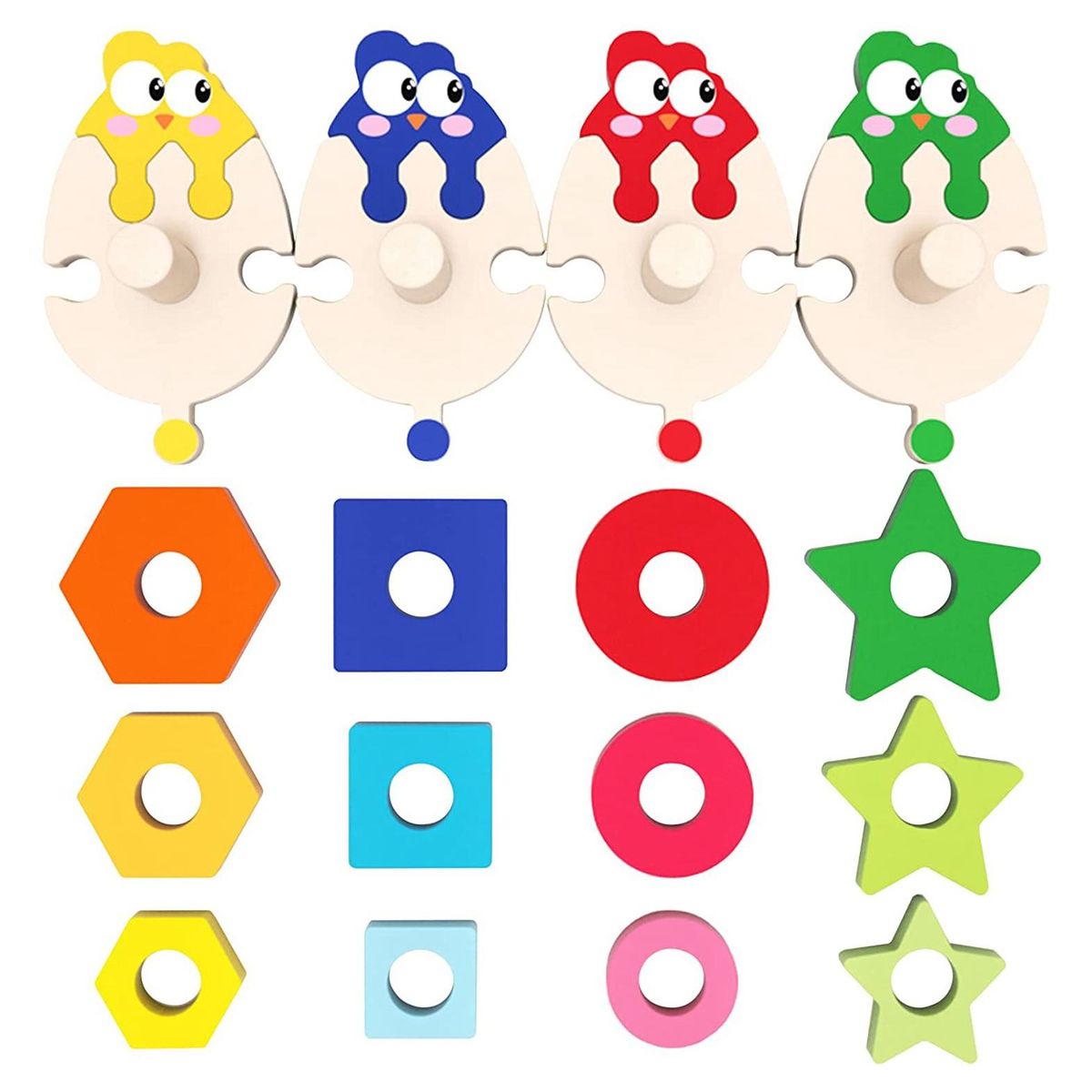 Wooden Sorting & Stacking Toys for Girls Boys Preschool