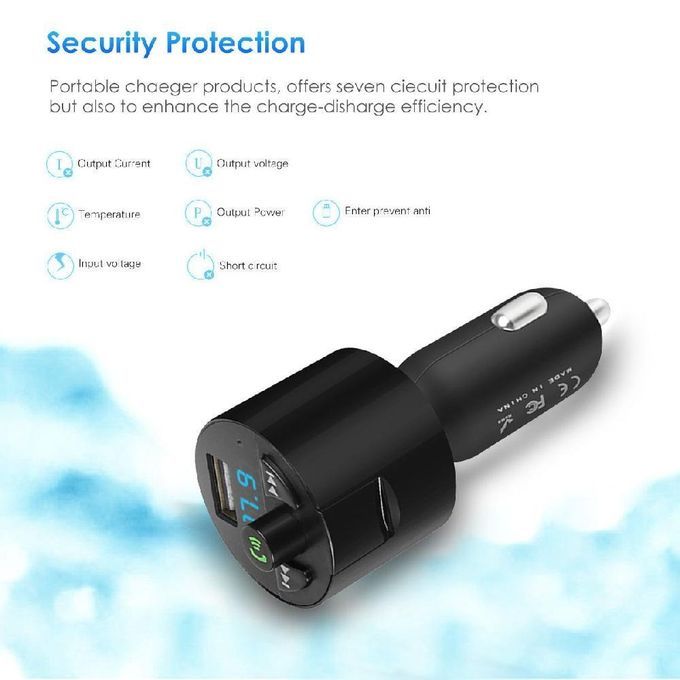 Bluetooth Car Kit Wireless Fm Transmitter MP3 Player Plus USB Charger Fast Charge By HT