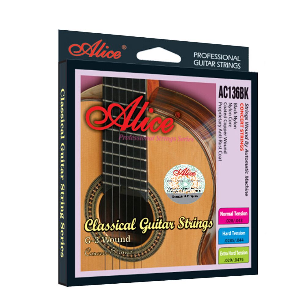 AC136BK-H Black Nylon Classical Guitar Strings
