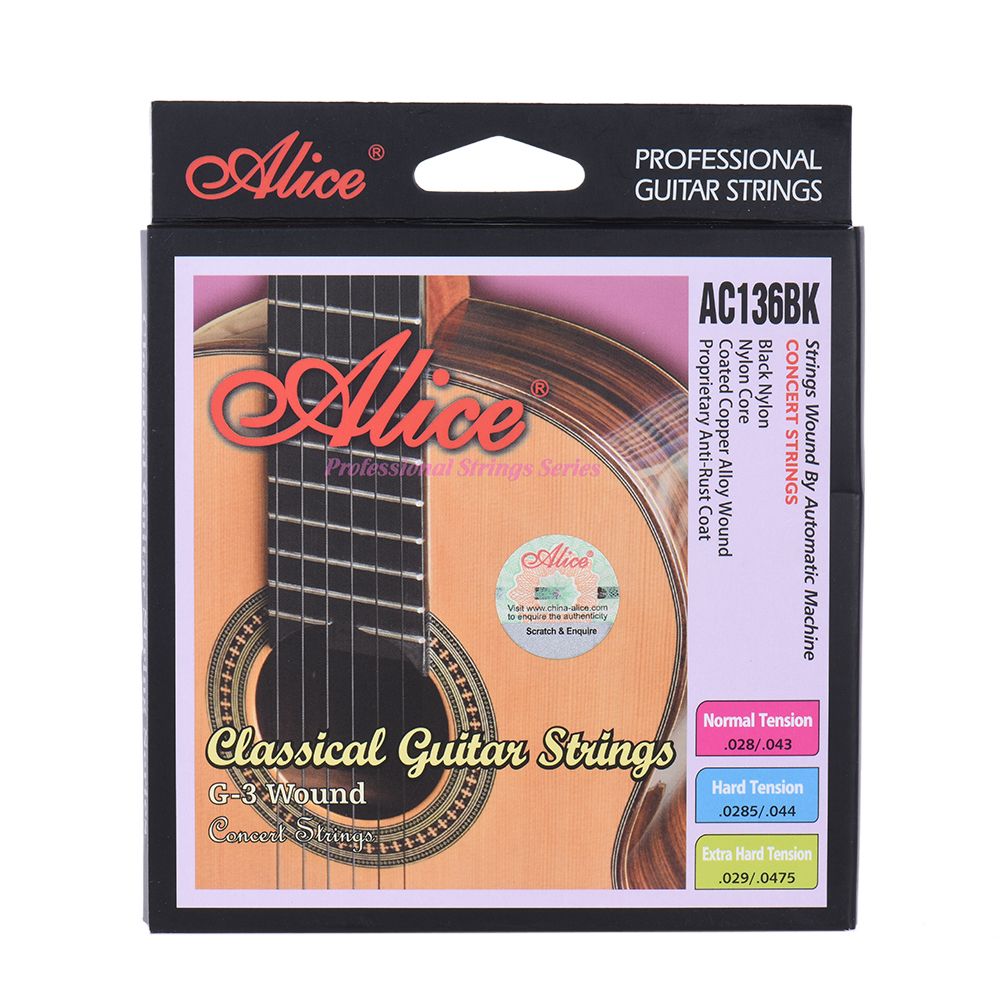 AC136BK-H Black Nylon Classical Guitar Strings