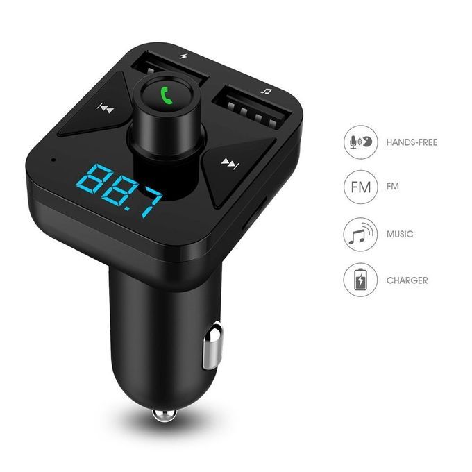 Car Bluetooth Hands-free FM Transmitter MP3 Dual USB Phone Charger Handsfree Call By HT