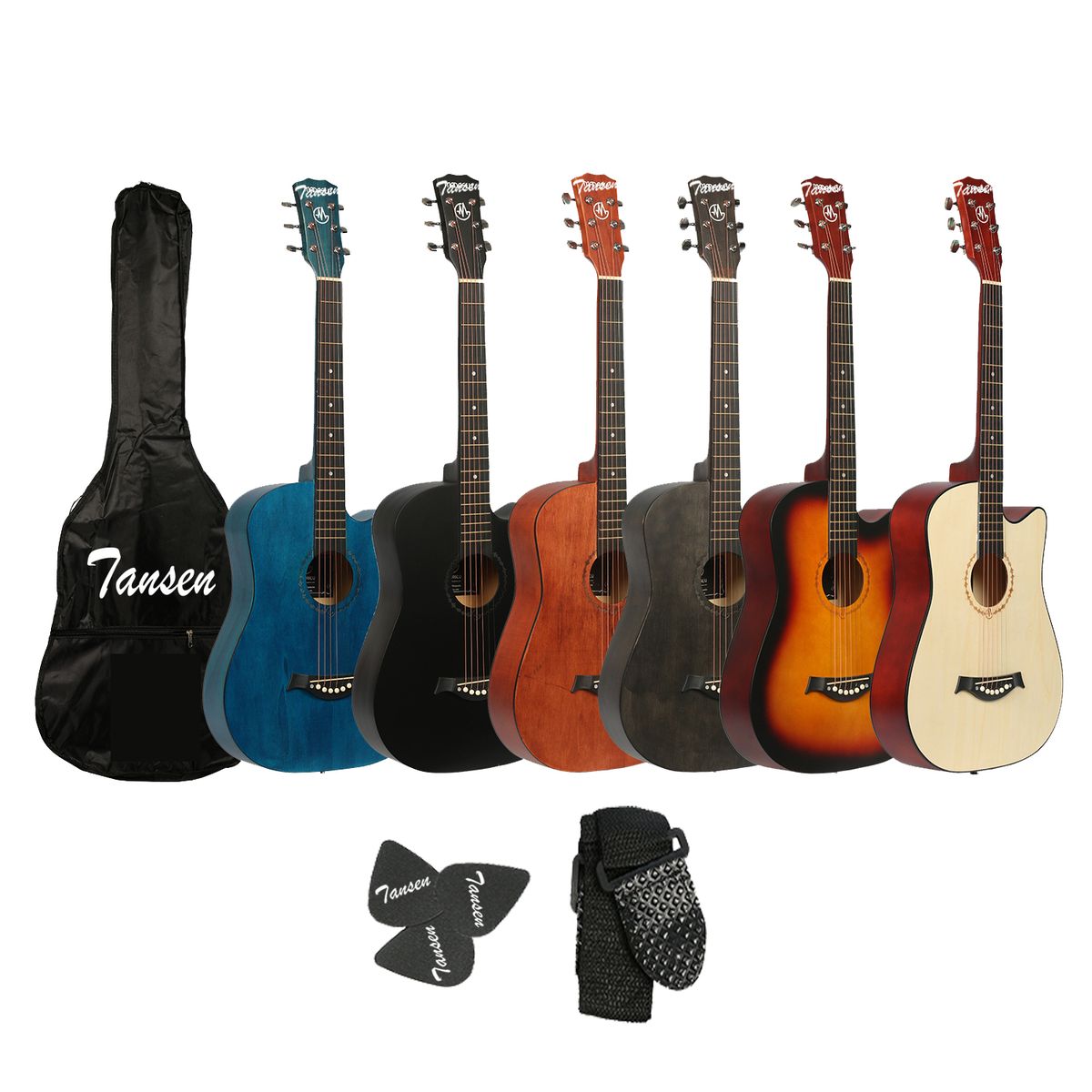 Guitar-38C Box Guitar With Bag, Picks, Guitar Belt