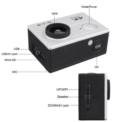 Action Camera Ultra Hd 4k 30m Wifi 2.0 170d Screen 1080p  Underwater Waterproof Sport Camera Go Extreme Pro Cam(Black)