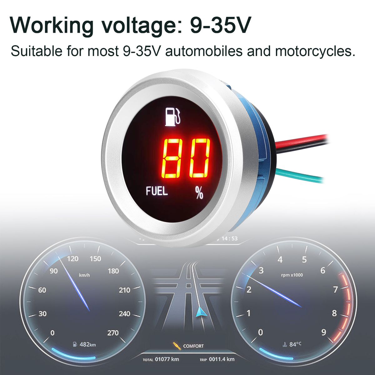 Digital Fu-el Level Gauge With Flashing Alarm