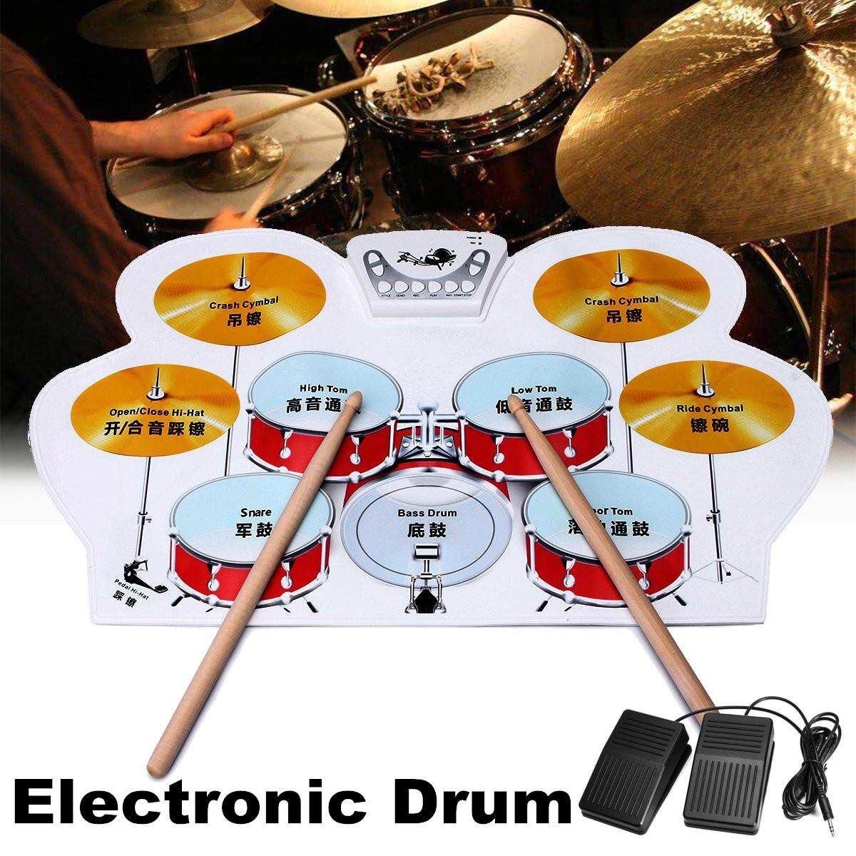 New Portable Electronic Drum Speakers Set Rollup Musical Pedals Digital Instruments Kits