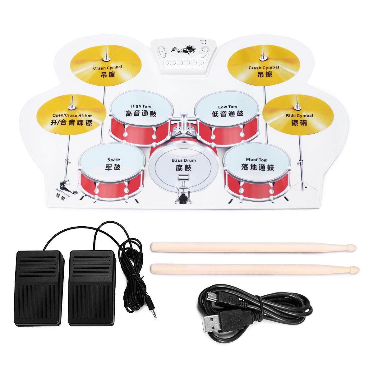 New Portable Electronic Drum Speakers Set Rollup Musical Pedals Digital Instruments Kits