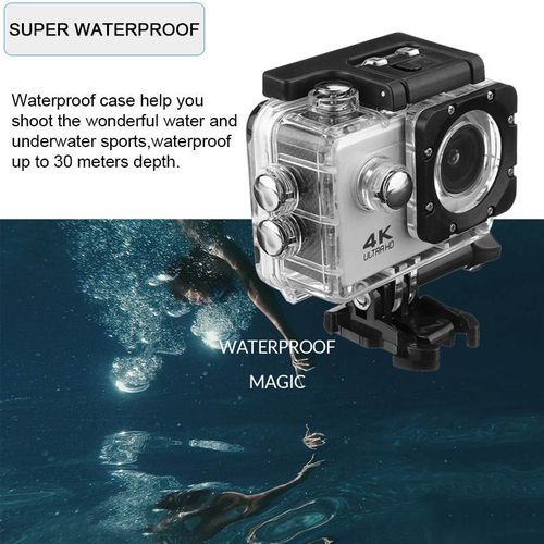Action Camera Ultra Hd 4k 30m Wifi 2.0 170d Screen 1080p  Underwater Waterproof Sport Camera Go Extreme Pro Cam(Silver)