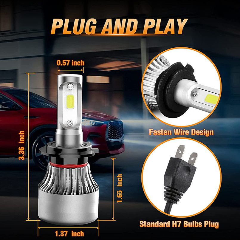 2x 10000LM Car H7 Led 6000k 360 Bulb Led H4 50w Led Headlight H4 Bulb For Car Ford H11 Fog Light S2