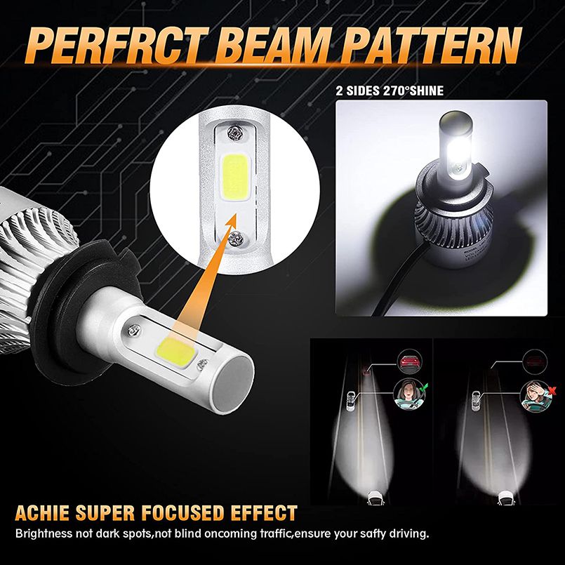 2x 10000LM Car H7 Led 6000k 360 Bulb Led H4 50w Led Headlight H4 Bulb For Car Ford H11 Fog Light S2