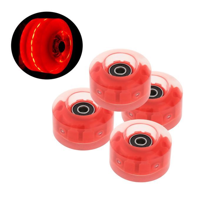 4Pack Quad Roller Skate Wheels With Bearings For Double Row Red