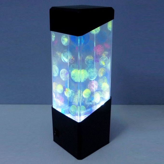 Jellyfish Water Aquarium Tank     Relax Bedside Mood Light For Home De Or-Black