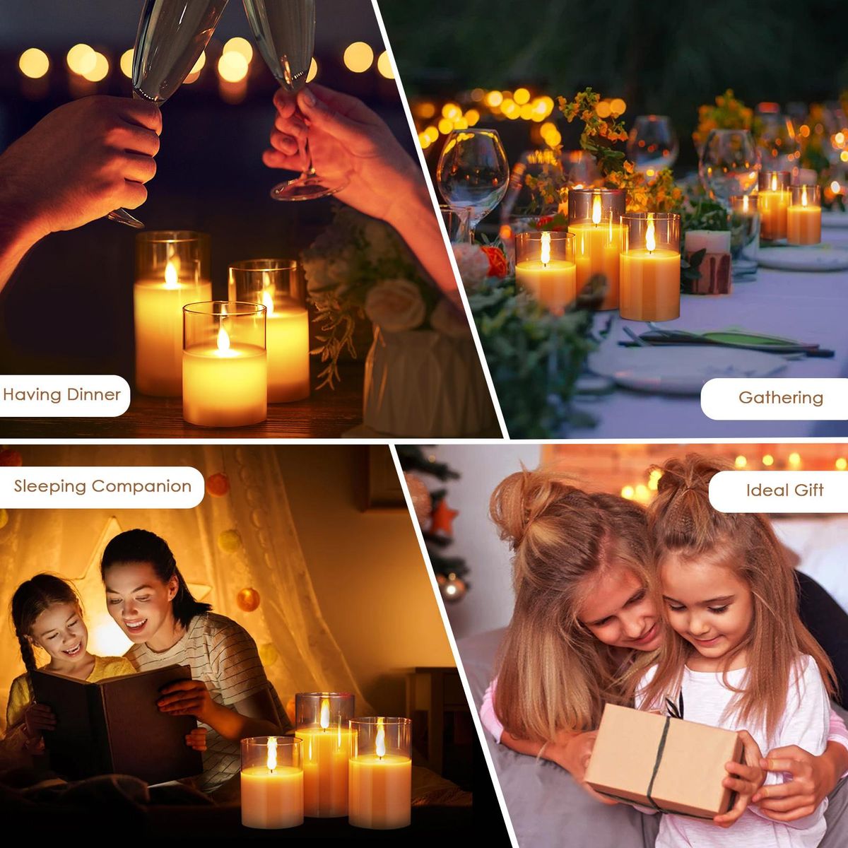 Neoglint Flickering Flameless Candle Lights with Remote Controller 3pcs Batterys Operated Realistic LEDs Candles Warm Lighting Candle Lights with 2 Lighting Modes 5 Brightness Levels Timer Function for Indoor Outdoor Dinner P