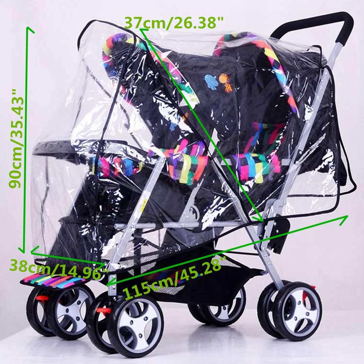 Clear Stroller Rain Pushchair Cover Double Wind Shield