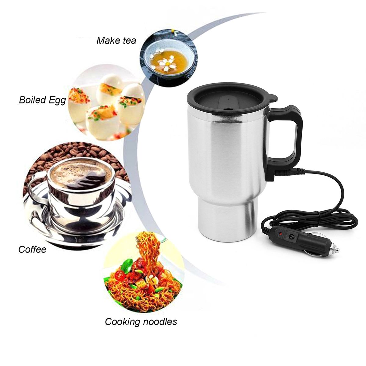 Car Electric Kettle Stainless Steel In-car Kettle Travel