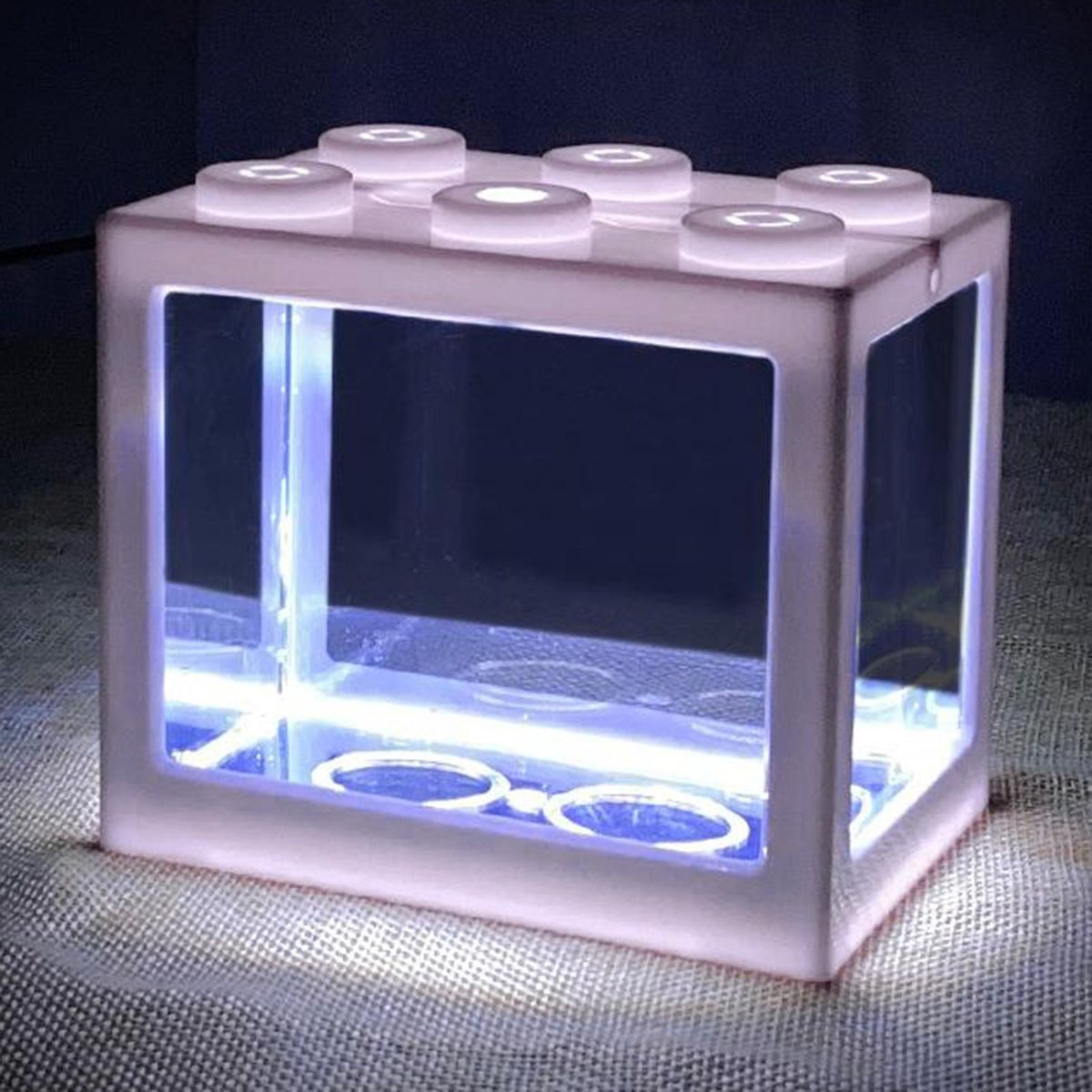 Mini Fish Tank LED Light Clear Ornament Aquarium White