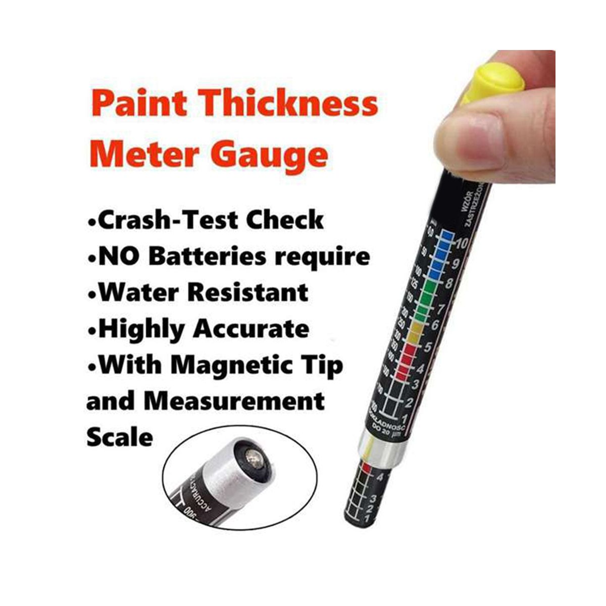 2 PCS Paint Thickness Tester Gauge for Car Tool Crash Checking Meter