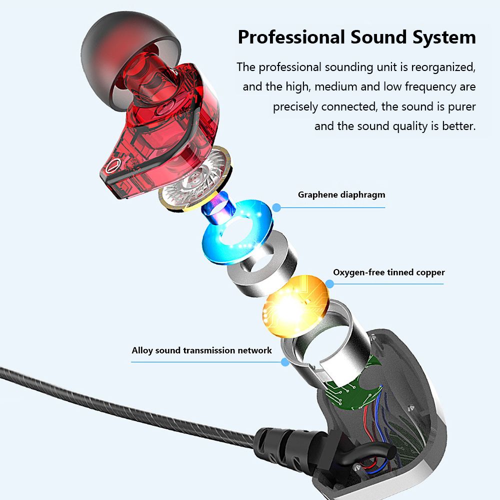 In-Ear Headphones Wired Sports Headphones 6D Surround Bass