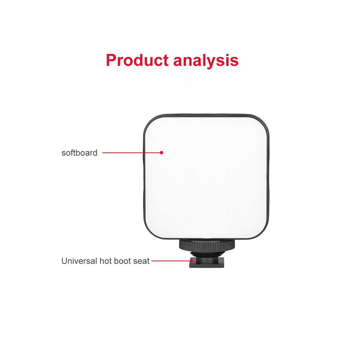 Mini LED Video Light Photography 2W Dimmable 6500K Fill Panel Lamp for Camera Smartphone Laptop