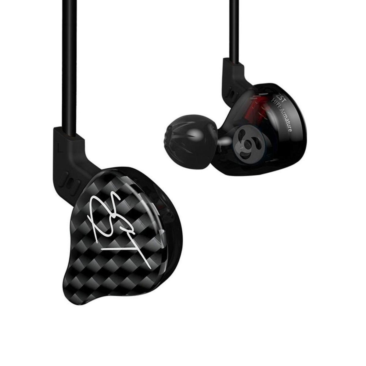 KZ ZST Carbon Fiber BA+DD In Ear Earphone Hybrid Headset HIFI Bass Noise Cancelling Earbuds Sport Earphon BDZ