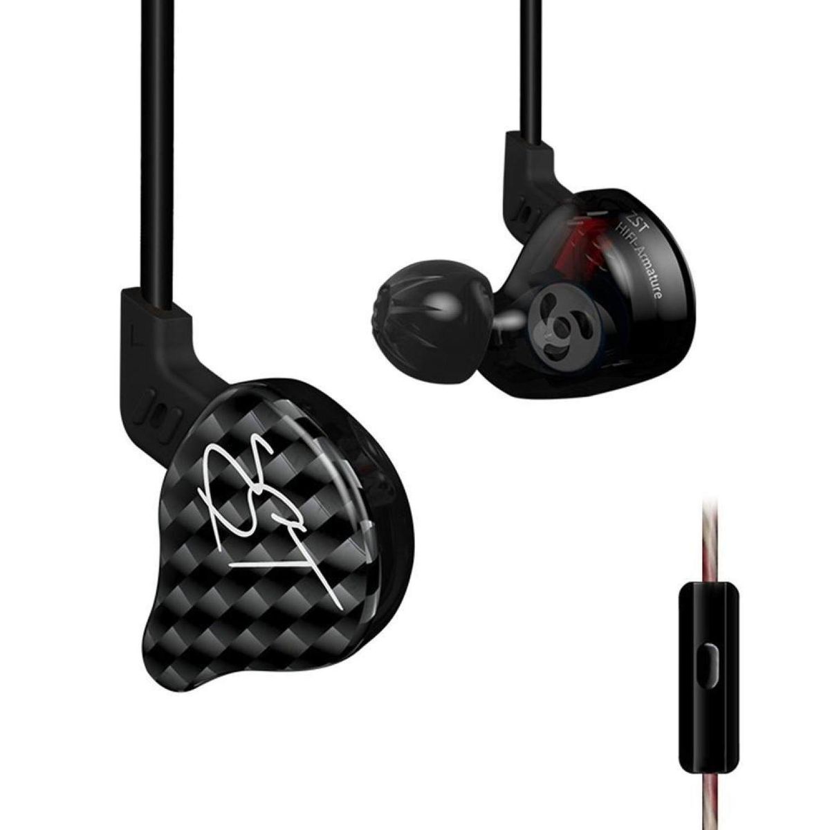 KZ ZST Carbon Fiber BA+DD In Ear Earphone Hybrid Headset HIFI Bass Noise Cancelling Earbuds Sport Earphon BDZ