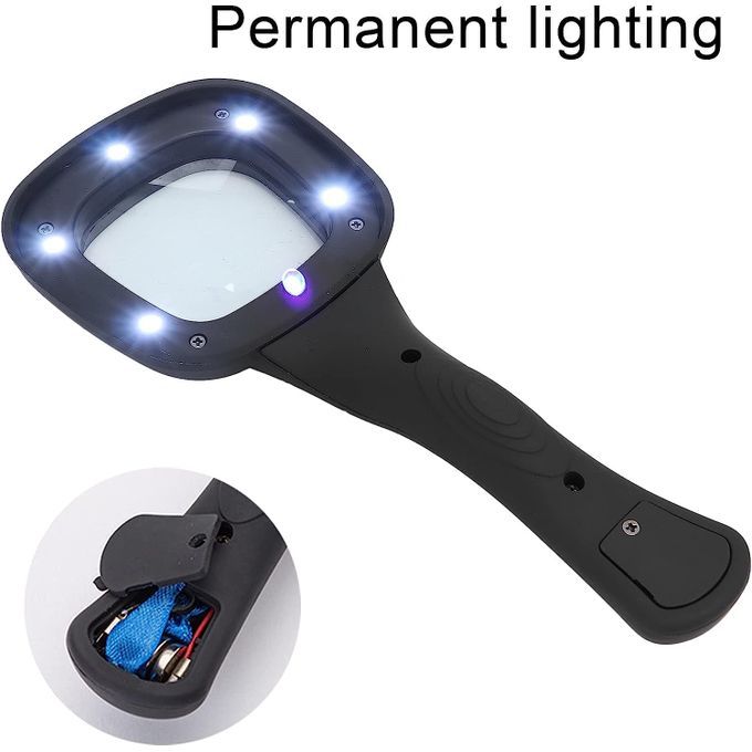 30X Portable Large Magnifier With 6 LED Light