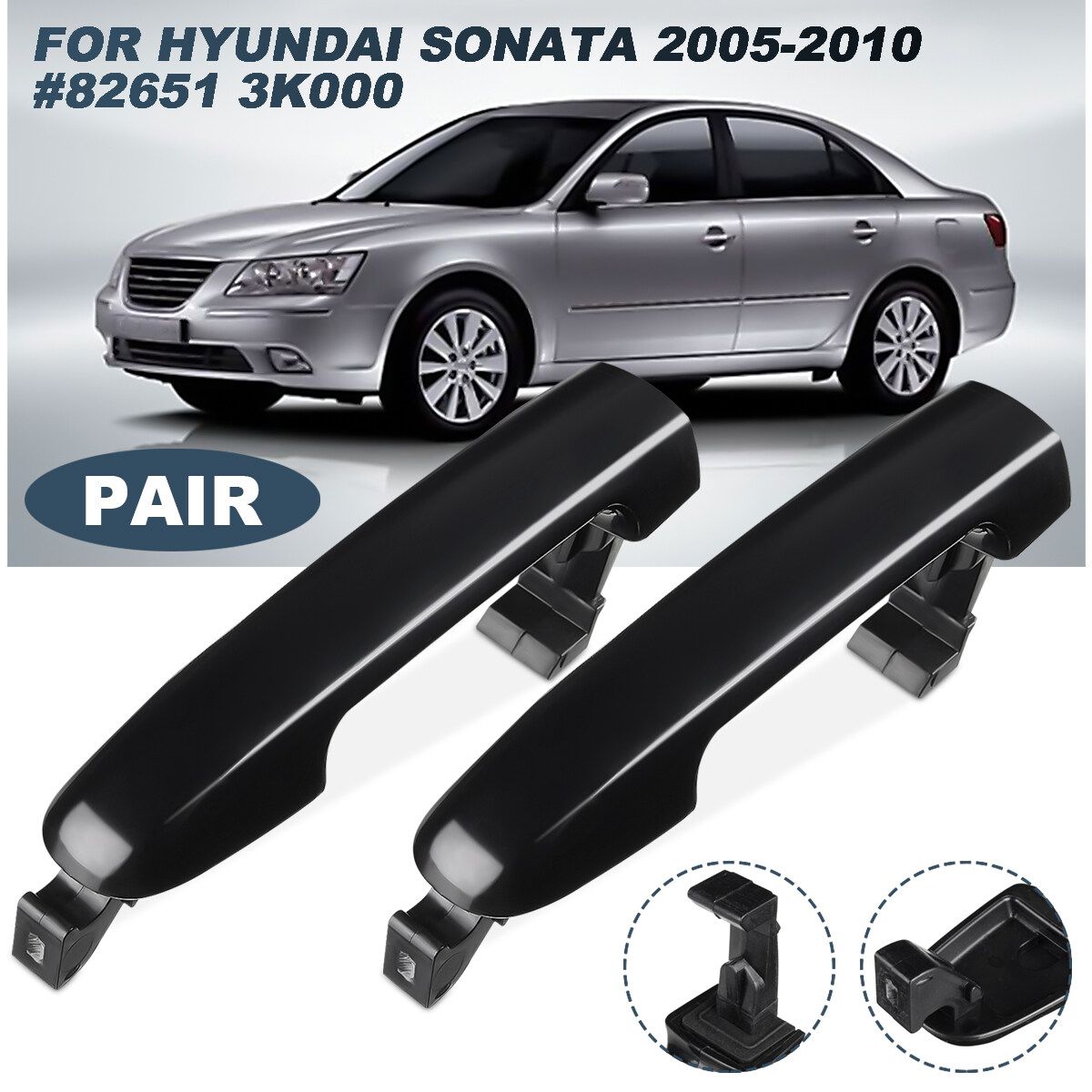 Universal Black Car Outside Door Handle For Hyundai Sonata 2006-2010 #82651 3k000