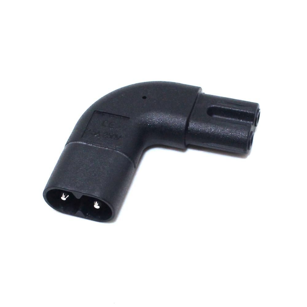 Right Angled IEC 320 C7 Female To C8 Male 2-Pin AC Power Plug Converter Adapter White/Black