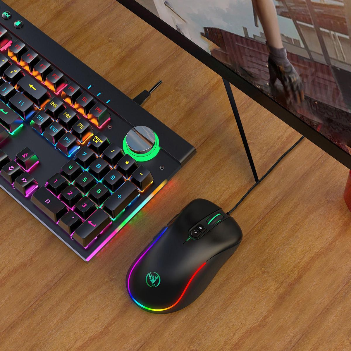 One Handed Gaming Keyboard And Mouse Combo V500 RGB Gaming Keypads And J300 Gaming Mouse Gaming Keypad Wired Gaming Keyboard with 2 USB Ports And Gaming Mouse
