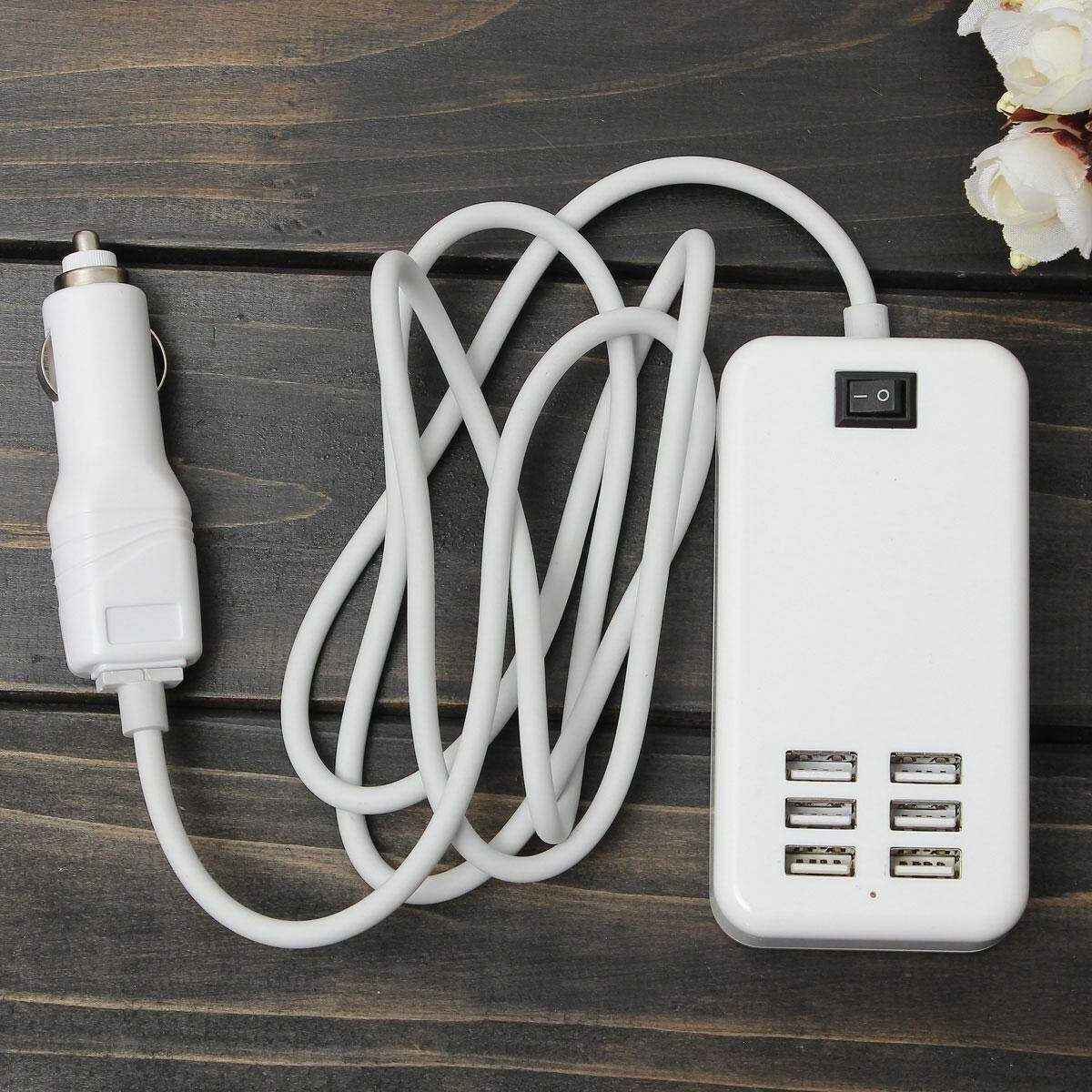 30W 6-Port Portable USB Hub Rapid Car Charger Adapter For Smartphone Tablet US