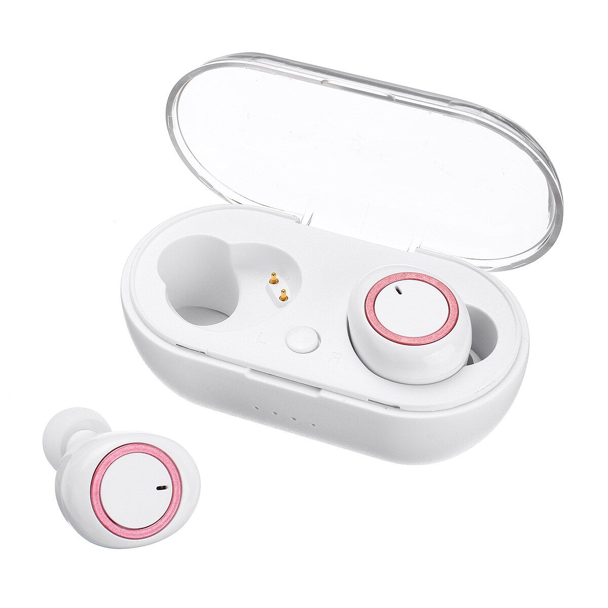 Wireless Sweatproof Bluetooth 5.0 In Ear Mic Stereo Headphone Li-polymer 250mAH Magnetic Sensor Point 3D Surround Stereo Hi-Fi Sound Quality Smart Touch Control For Jogging Yoga Hiking Traveling White+Pink