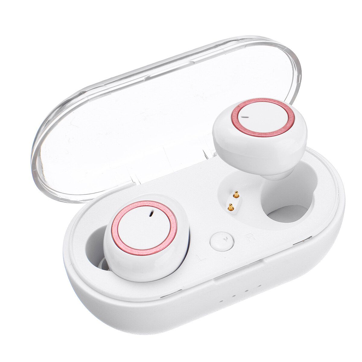 Wireless Sweatproof Bluetooth 5.0 In Ear Mic Stereo Headphone Li-polymer 250mAH Magnetic Sensor Point 3D Surround Stereo Hi-Fi Sound Quality Smart Touch Control For Jogging Yoga Hiking Traveling White+Pink