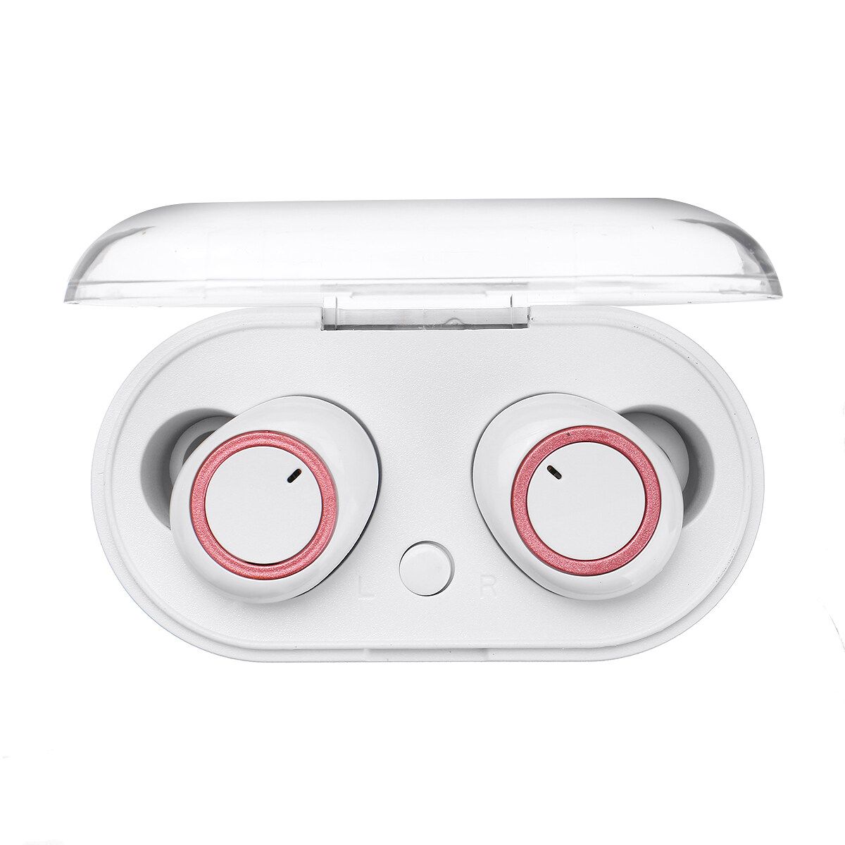 Wireless Sweatproof Bluetooth 5.0 In Ear Mic Stereo Headphone Li-polymer 250mAH Magnetic Sensor Point 3D Surround Stereo Hi-Fi Sound Quality Smart Touch Control For Jogging Yoga Hiking Traveling White+Pink