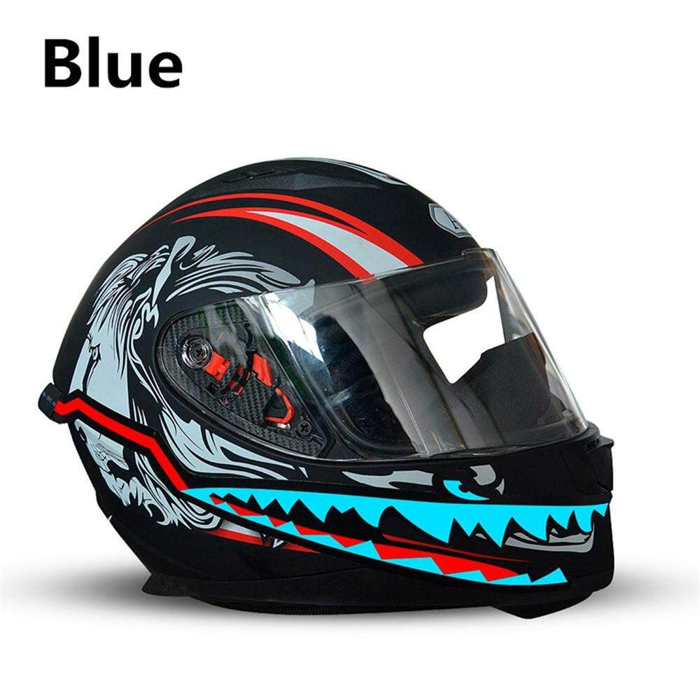 Waterproof Motorcycle Shark Mouth Light Strip LED Night Signal Lights Luminous Bar Durable Flashing Stripe Blue