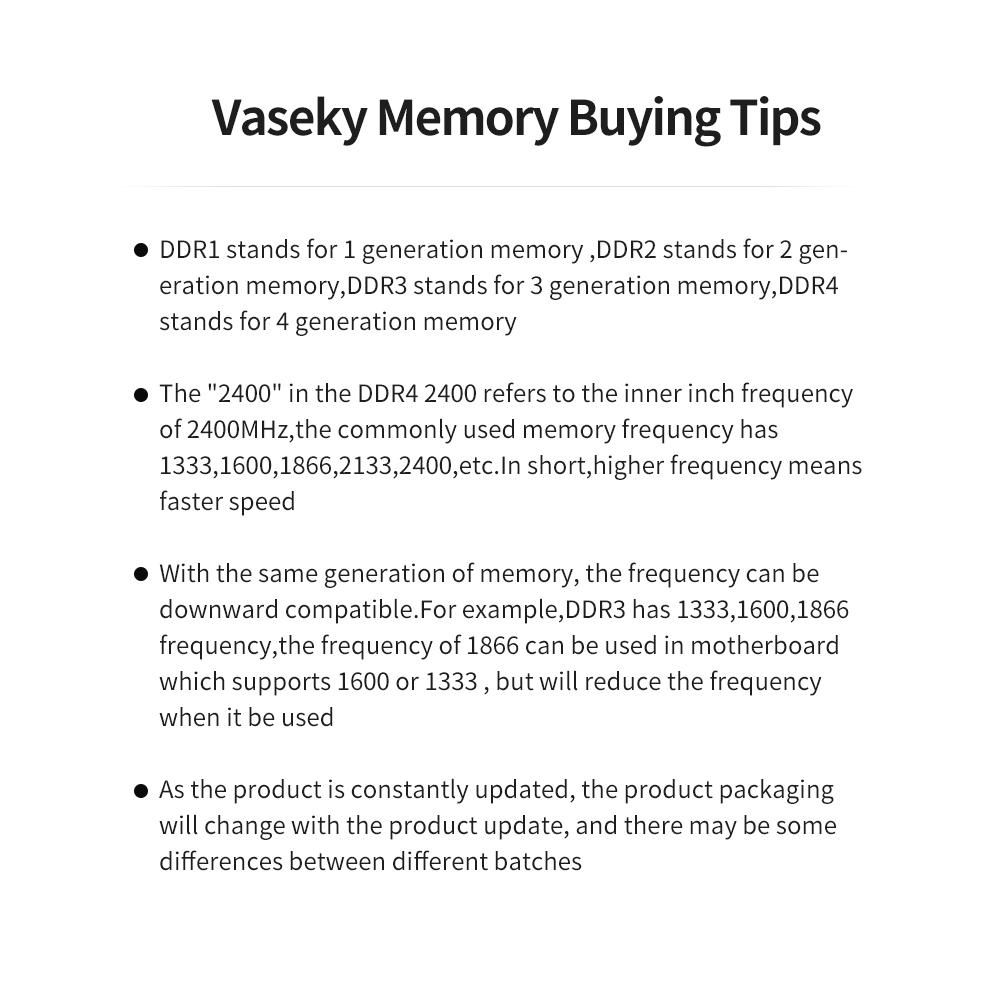 Vaseky 2G Memory DDR2 800 2G Desktop Memory High Speed Read/Write Noiseless Desktop Memory DDR2 800MHz