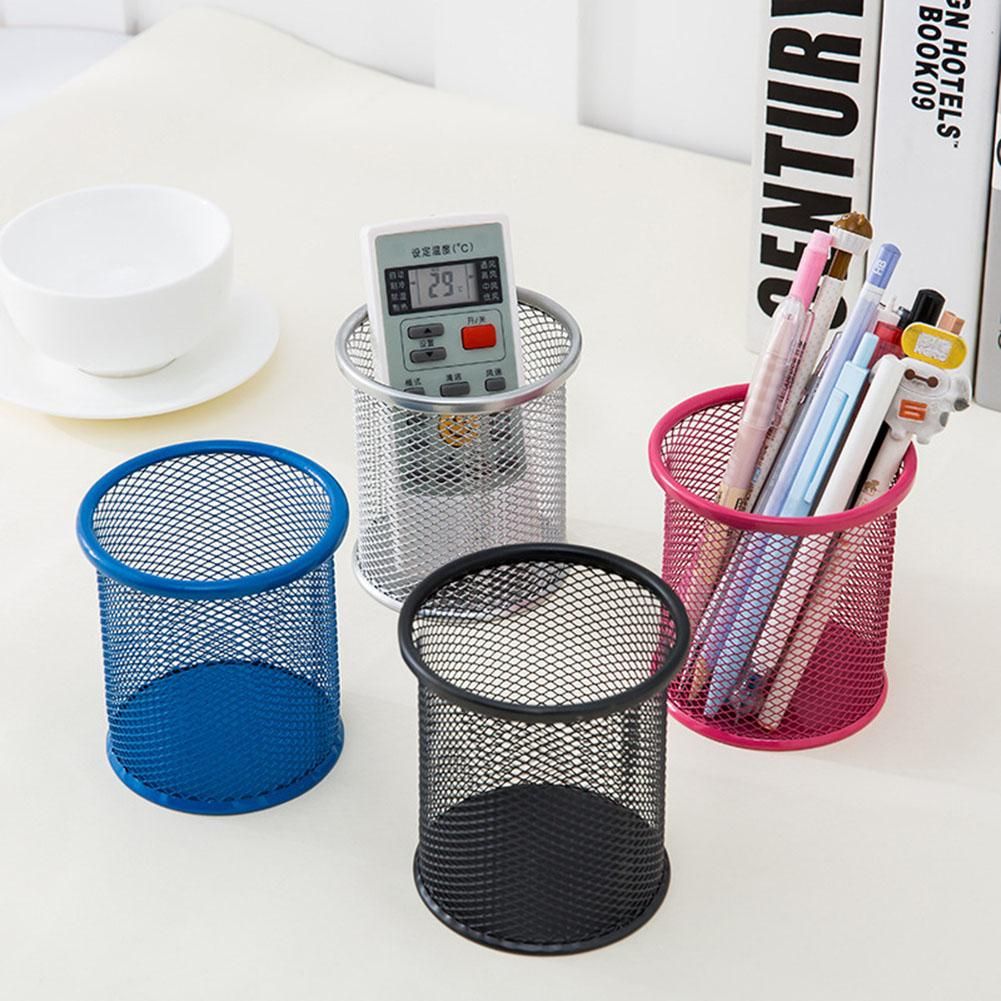 Mesh Metal Desk Pen Holder Pencil Makeup Storage Box Desktop Organizer Stand Case School Office Stationery Brush Pot Holder
