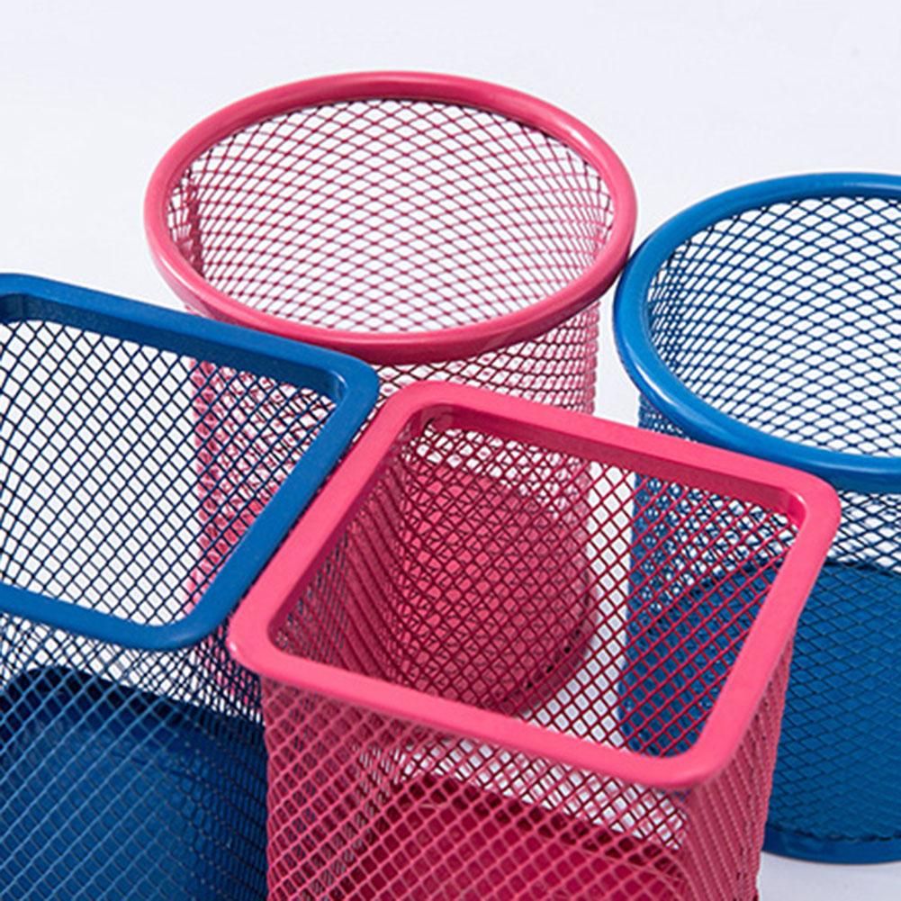 Mesh Metal Desk Pen Holder Pencil Makeup Storage Box Desktop Organizer Stand Case School Office Stationery Brush Pot Holder