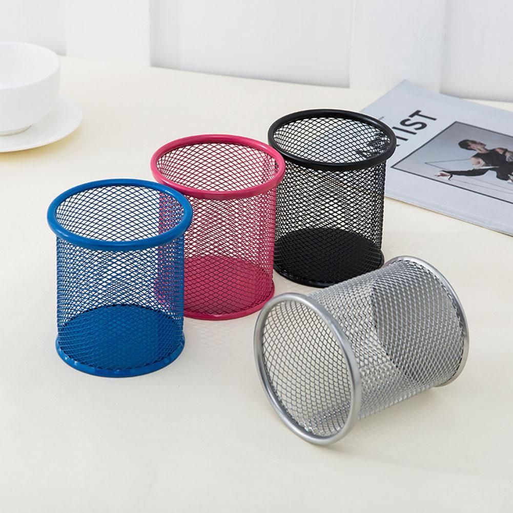 Mesh Metal Desk Pen Holder Pencil Makeup Storage Box Desktop Organizer Stand Case School Office Stationery Brush Pot Holder