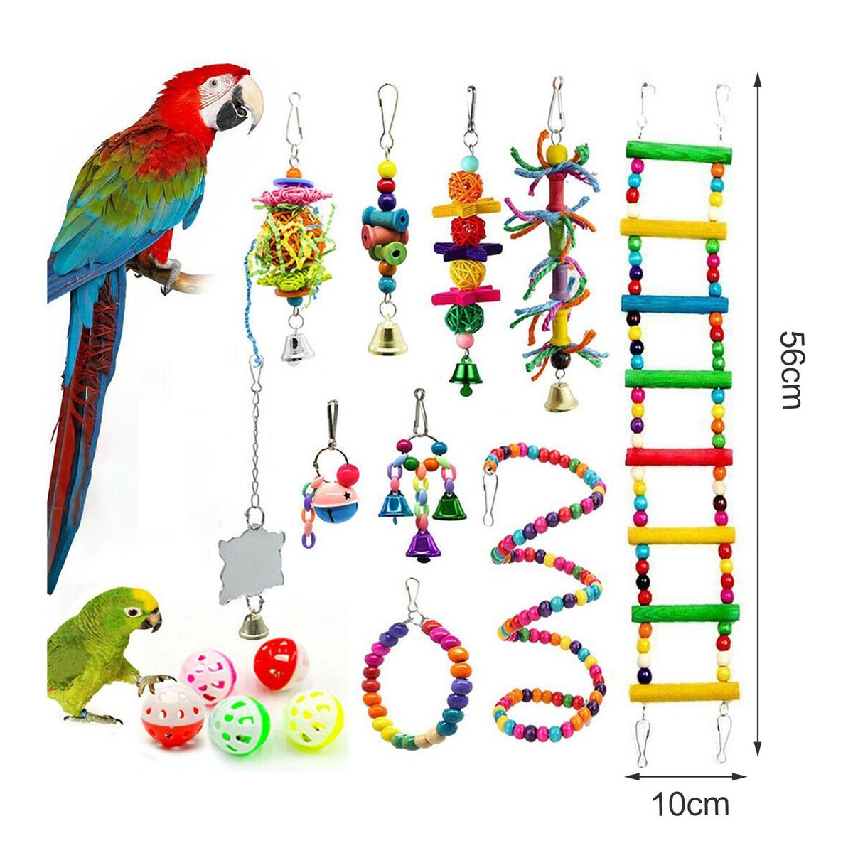 15Pcs/Set Parrot Toy Kit Beads Ball Bell Lightweight-