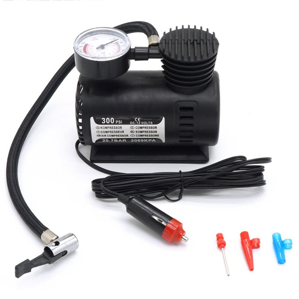 Mini Air Compressor 12V Automotive Durable Vehicle Tire Inflator Pump Car Part-Black
