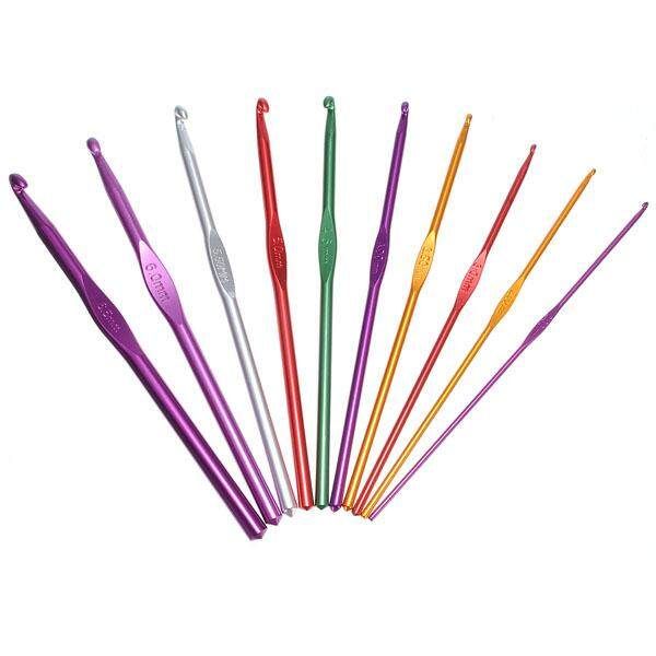 6/12/22pcs Aluminum Plastic Handle Knitting Set Crochet Hook Weave Yarn