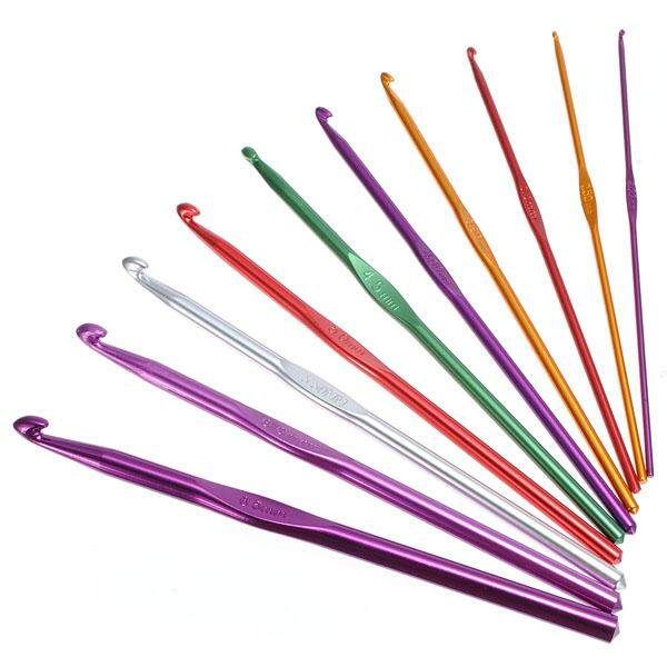 6/12/22pcs Aluminum Plastic Handle Knitting Set Crochet Hook Weave Yarn