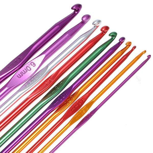 6/12/22pcs Aluminum Plastic Handle Knitting Set Crochet Hook Weave Yarn