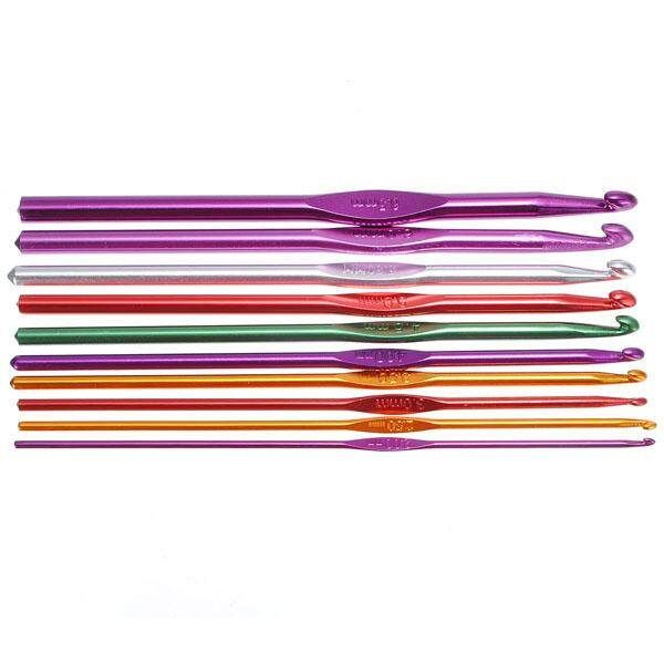6/12/22pcs Aluminum Plastic Handle Knitting Set Crochet Hook Weave Yarn