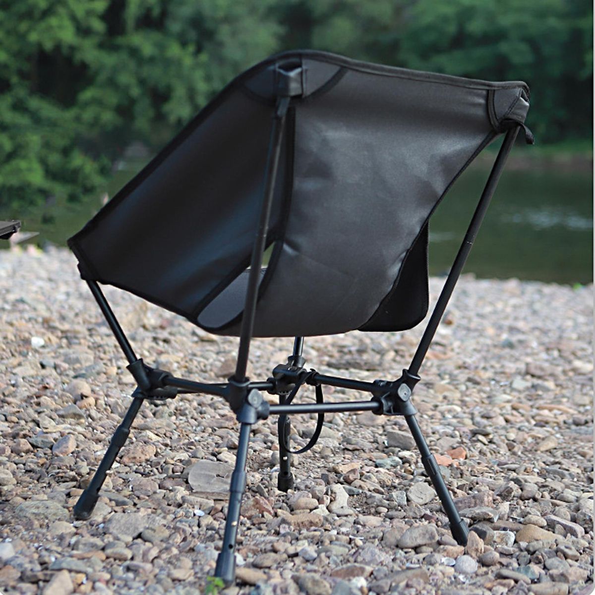 Camping Chair Outdoor Fishing Moon Chair Black